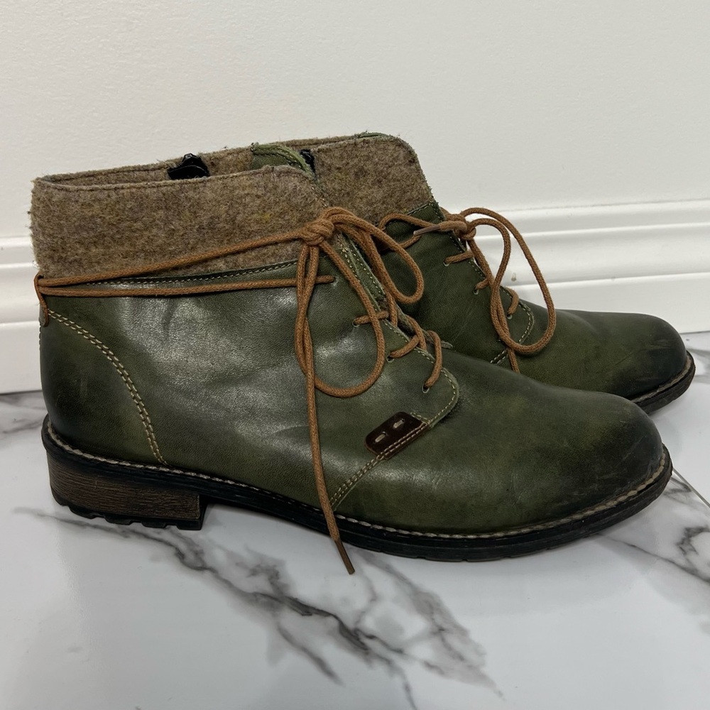 Remonte Green Leather Ankle Boots size 38